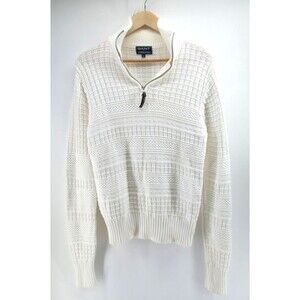 Gant x‎ Michael Bastian 1/4 zip Quarter White Cable Knit Sweater Small